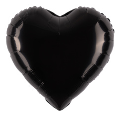Шар (18''/46 см) Сердце, Черное, 1 шт.